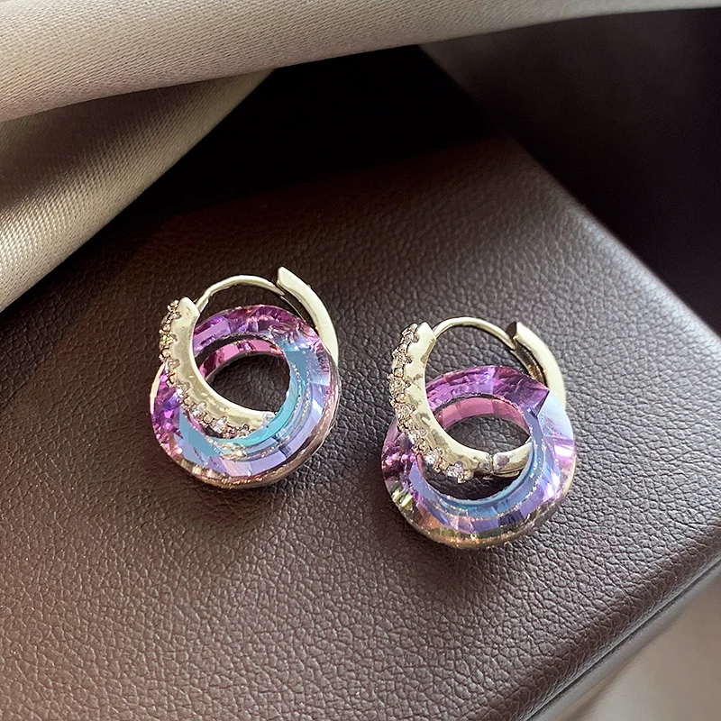 2024 sommer Neue Künstliche Fantasie Kristall Kreis Ring Schnalle Anhänger Ohrringe für frauen Luxus Schmuck Ungewöhnliche Zubehör – Detail 7