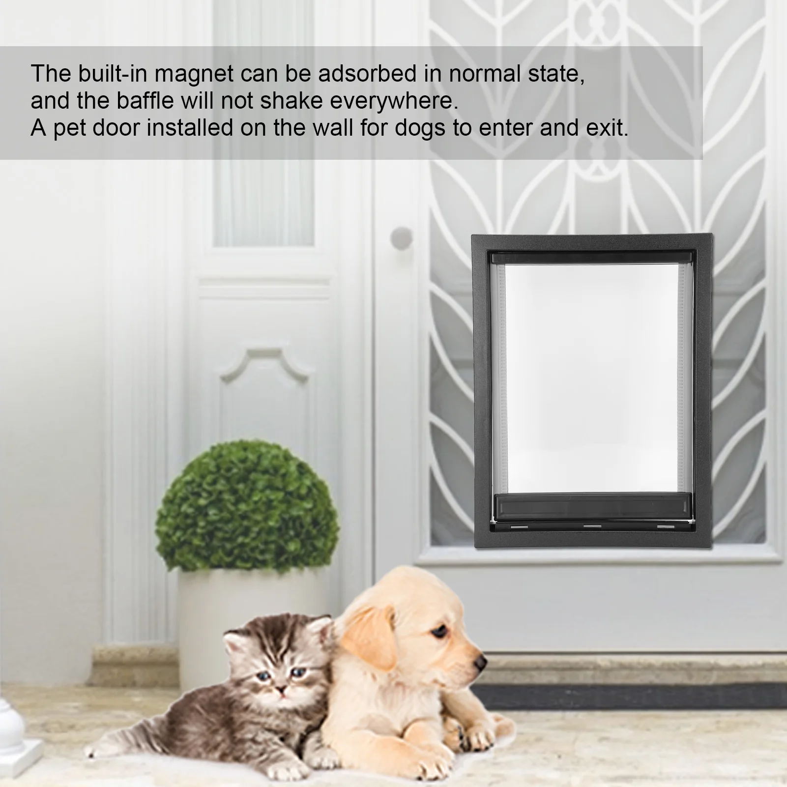 Plastic Large Pet Door Middle‑sized Dog Removable Installation Security Accessory for Big Dog Fences Built‑in Magnet Pet Supply