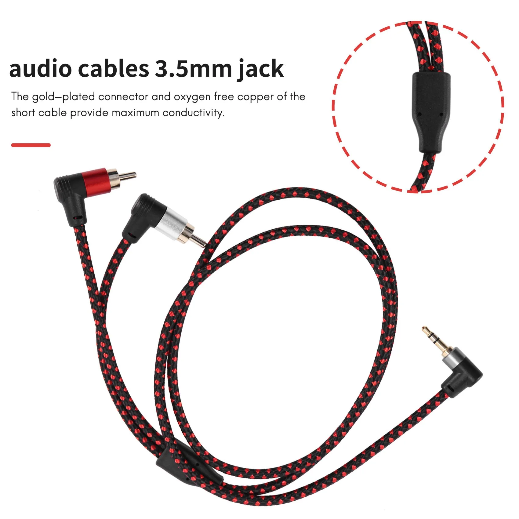 훌륭한 90도 3.5mm 남성 2 RCA 남성 케이블 직각 스테레오 AUX Y 분배기 코드 마이크 잭 플러그 노트북 1M
