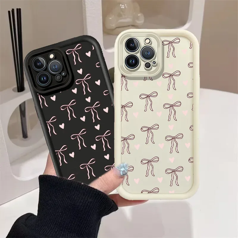 Charming Pink Heart Bow Silicone Phone Case Cover - Cute & Stylish Protection