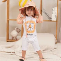 Baby Girls Swimsuit Long Sleeves One Piece Swimwear for Kids Toddler Cartoon UPF50+ Rash Guards Infant Bathing Suit Korea Sets 4