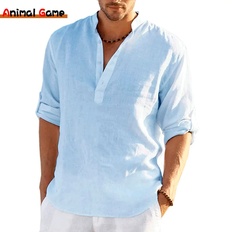 Blusa Informal De Algodón Y Lino Para Hombre, Camisa Holgada De Manga Corta, Para Primavera, Otoño Y Verano, Nueva camisa de primavera y otoño para hombre camisa floral de manga larga para festival de bodas de alto lujo talla grande s 6xl