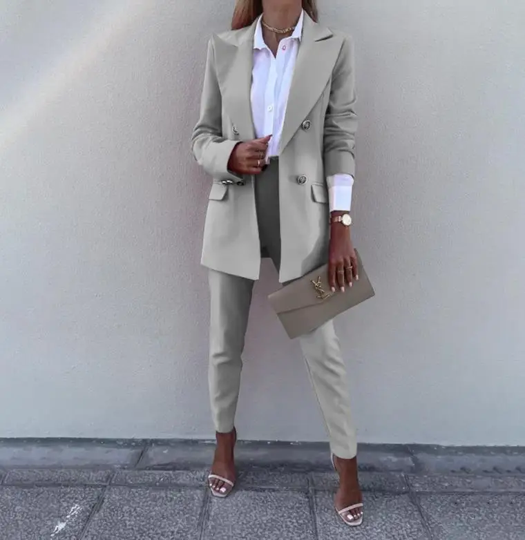 

Women's Elegant Commuting Solid Blazer & Pants Set Woman Casual Clothing Office Work Two Piece Suit Outfits for Women