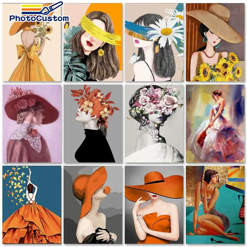 

PhotoCustom Modern Painting by numbers For Adults Picture Paint Figure DIY Coloring by numbers Wall art Home decor