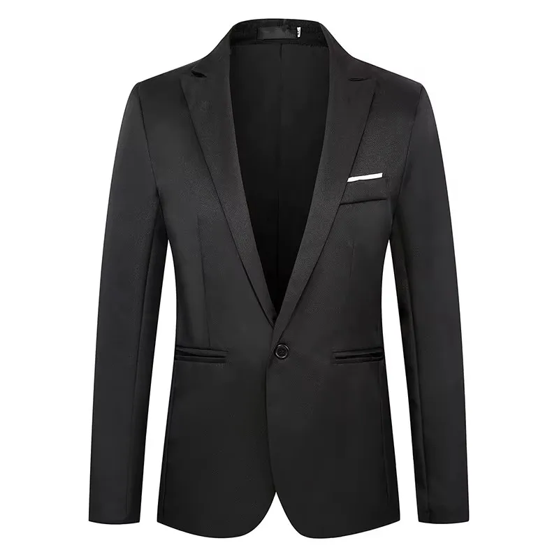 Men Blazer Fashion Brand Suit Slim Fit Suit Blazers Male Jacket Business Casual Solid Color Long Sleeve