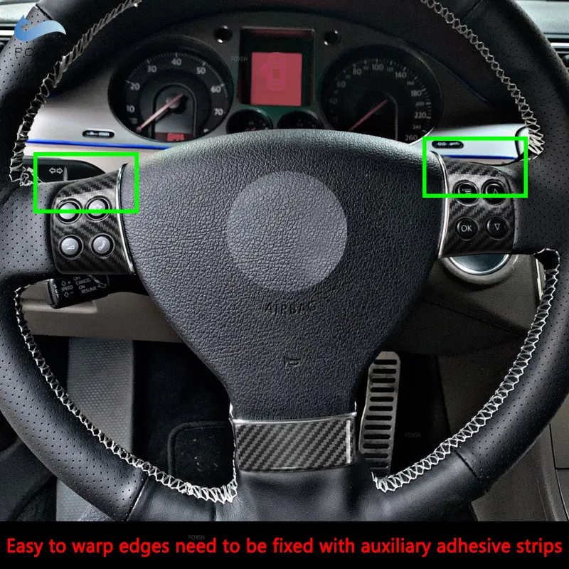 ABS Carbon Texture Interior Steering Wheel Panel Cover Inner Accessories Trim for VW Golf 5 MK5 Passat B6 Jetta MK5 Tiguan 3pcs