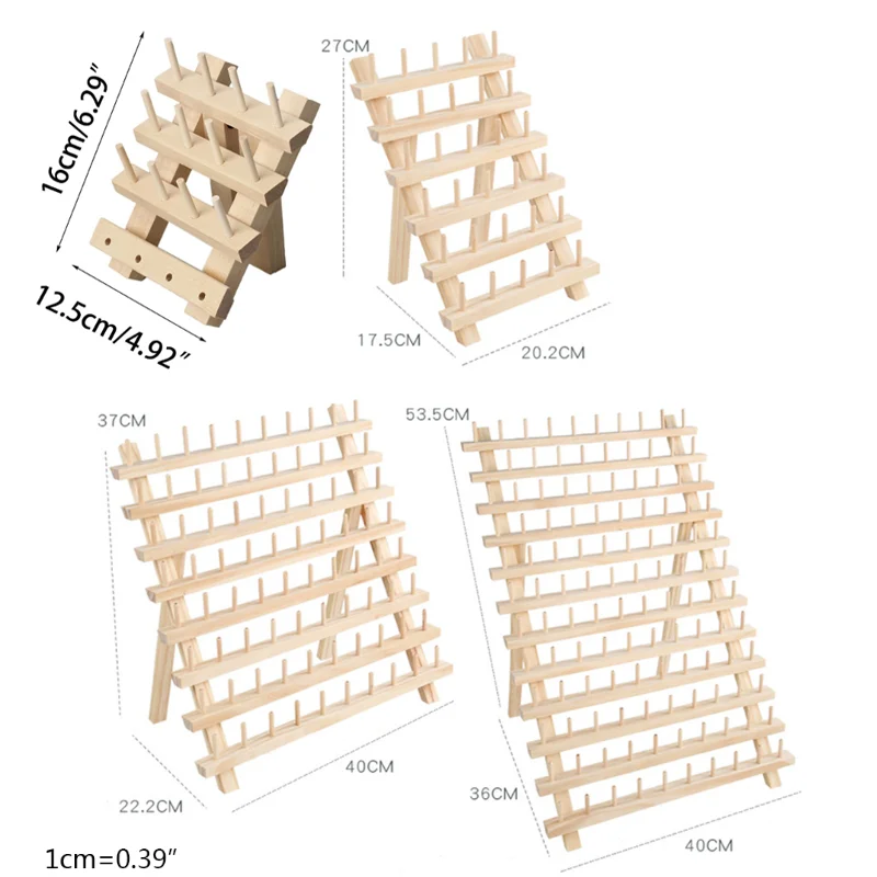 Storage rack wall mounted organizer hanging storage rack Foldable Wooden Thread Holder 30/80/120 Spools Sewing Embroidery Thread Rack Organizer Wall Hanging Cones Stand Shelf Tool