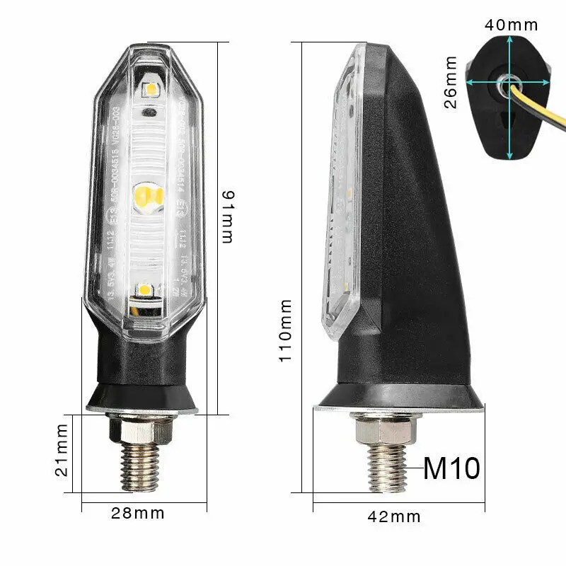 10mm Motorcycle Turn Signals Lights Flasher 3 Led Arrow Indicator Blinker Lamp Directional Accessories For Kawasaki Honda Yamaha