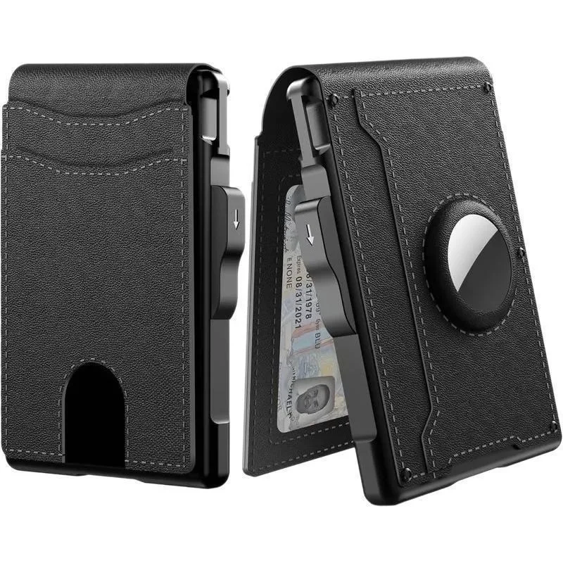 Men's Large Capacity Slim Wallet - Carbon Fiber Flip Design with Multiple Card Slots