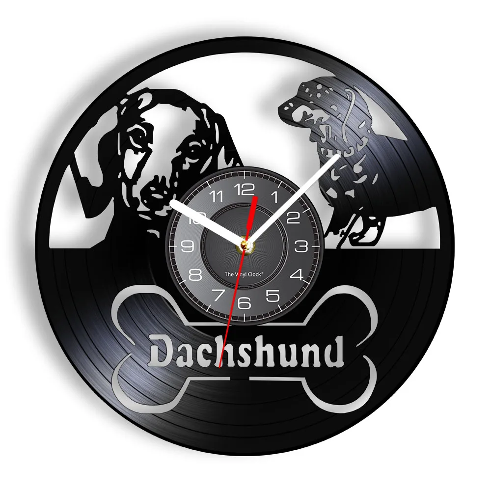 DachshundDogWallClockRetroWienerDogVinylRecordWallClock