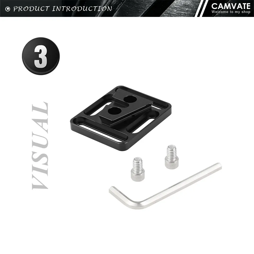 Quick Release V-Lock Wedge Mount Base Plate With 1/4"-20 Mounting Points & Groov