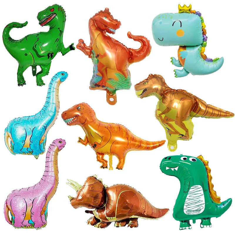 Dinosaur-Themed Children'S Toys Decorated With Aluminum Balloons Tyrannosaurus Rex Raptors Long Necked Dragons Aluminum Balloons