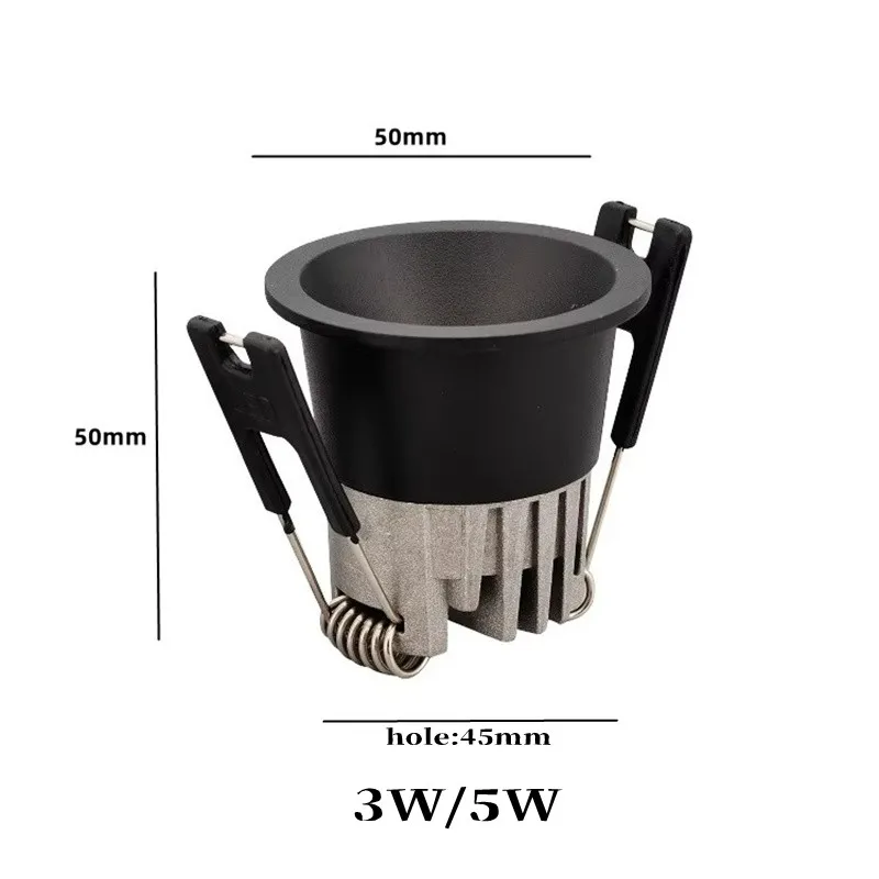 Mini Recessed LED Downlight 3W 5W Dimmable COB Spotlight 110V 220V 2700K 3500K 5000K 24&deg; Small Opening Interior Lighting