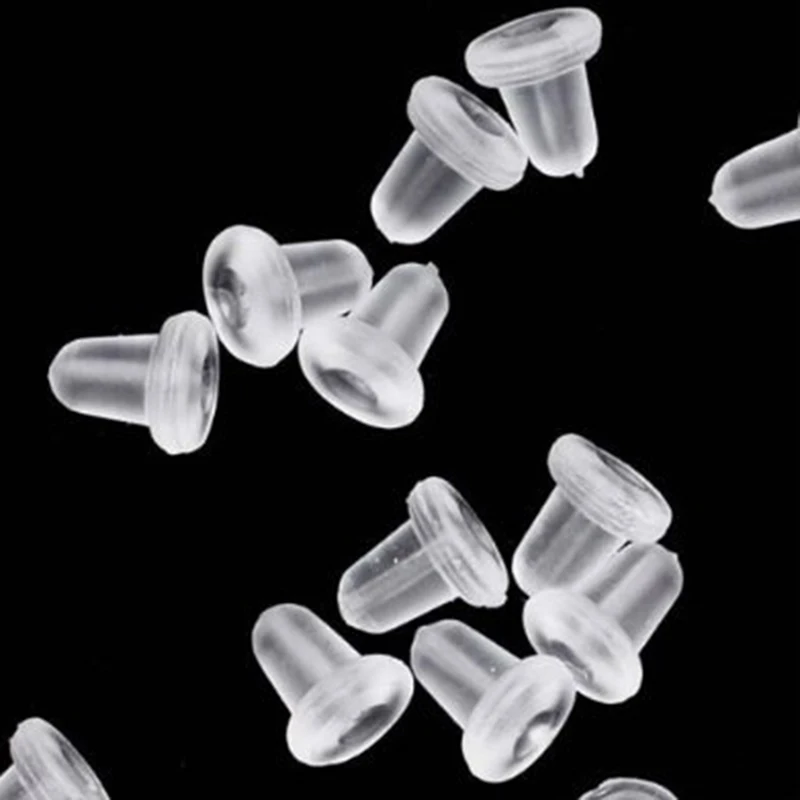 100pcs/lot Stud Earring Transparent Rubber Stoppers Silicone Round Ear  Plugging Blocked Earring Backs Stoppers Ear