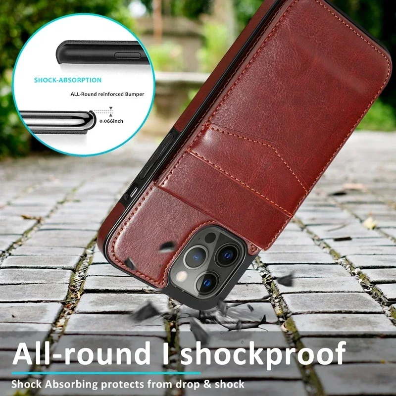 Elegant Leather Flip Wallet Case with Card Holder - Premium Business Cover