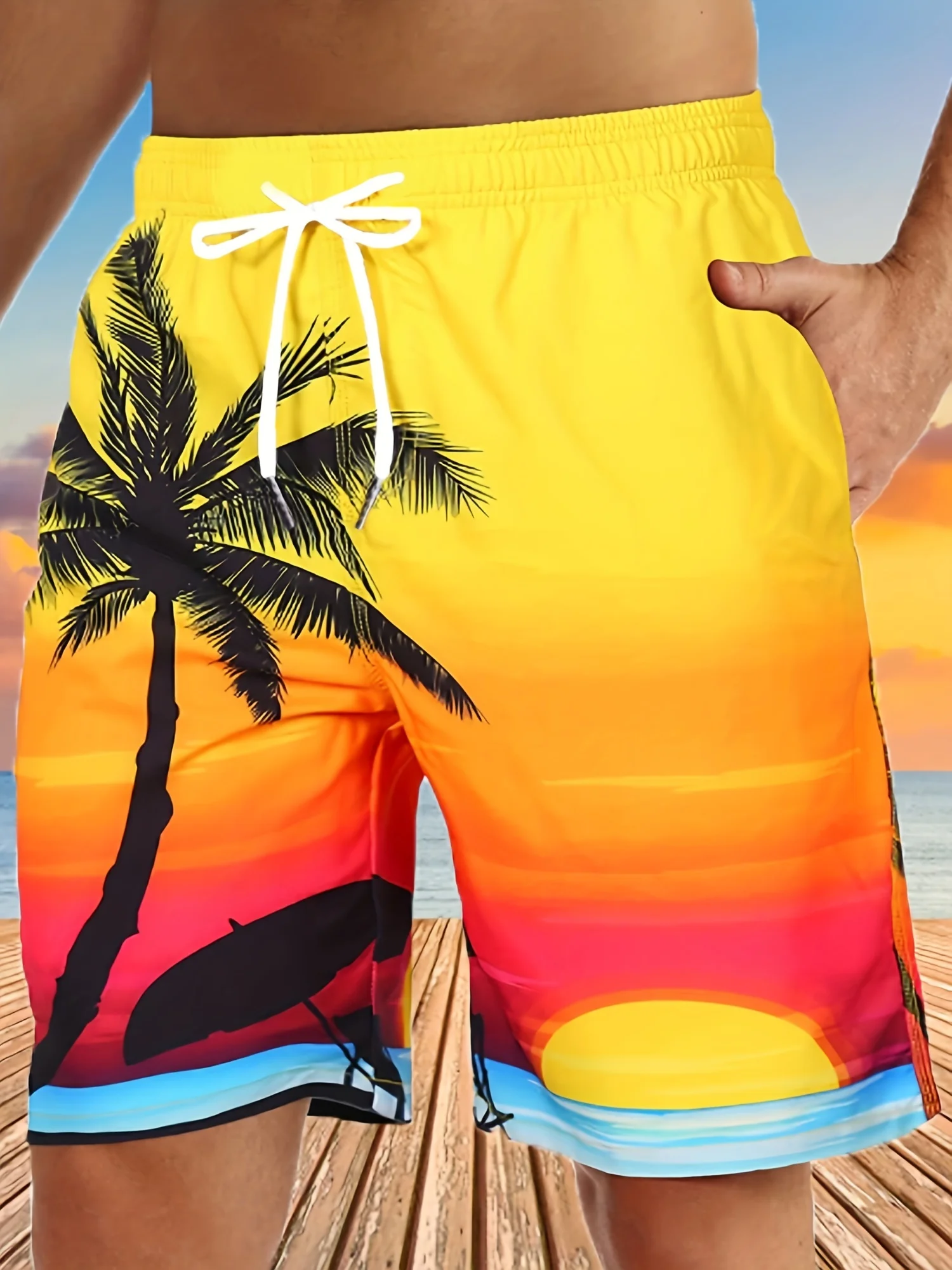 Men's Summer Sports Shorts Quick Drying Pants Sport Pants Coconut Tree Print Beach Pants Gym Pant Workout Pant Men Women Shorts 3