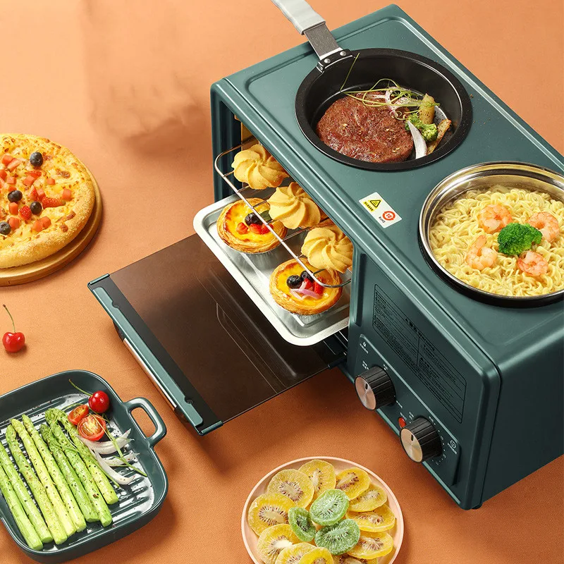 New Three-in-one 4 in 1 Breakfast Machine Multifunctional Electric Oven Bread Pizza Cake Machine Toaster Oven