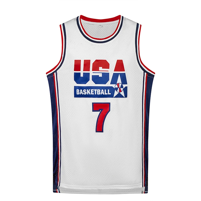 Larry 7# Bird 1992 Dream Team Basketball Jerseys Navy White All Stitched Throwback S-3XL