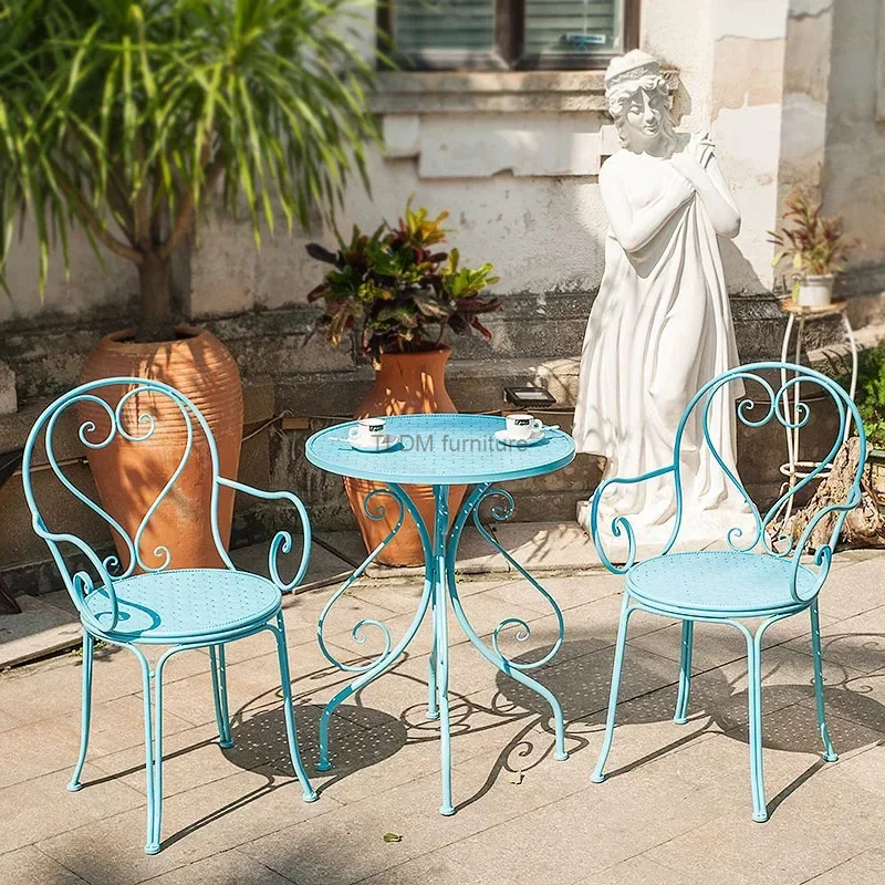 European Retro Iron Garden Furniture Sets Outdoor Courtyard Garden