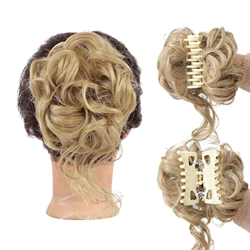 claw clip hair wavy curly hair patch suitable for women's ponytail extension synthetic fake bun