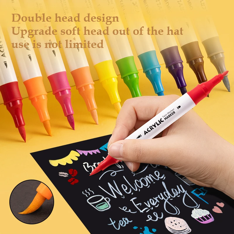 Deli 64 Colors Acrylic Paint Marker Pen Acrylic Marker Set Plumones Rotuladores Poster Pen Graffiti Art Christmas Decoration