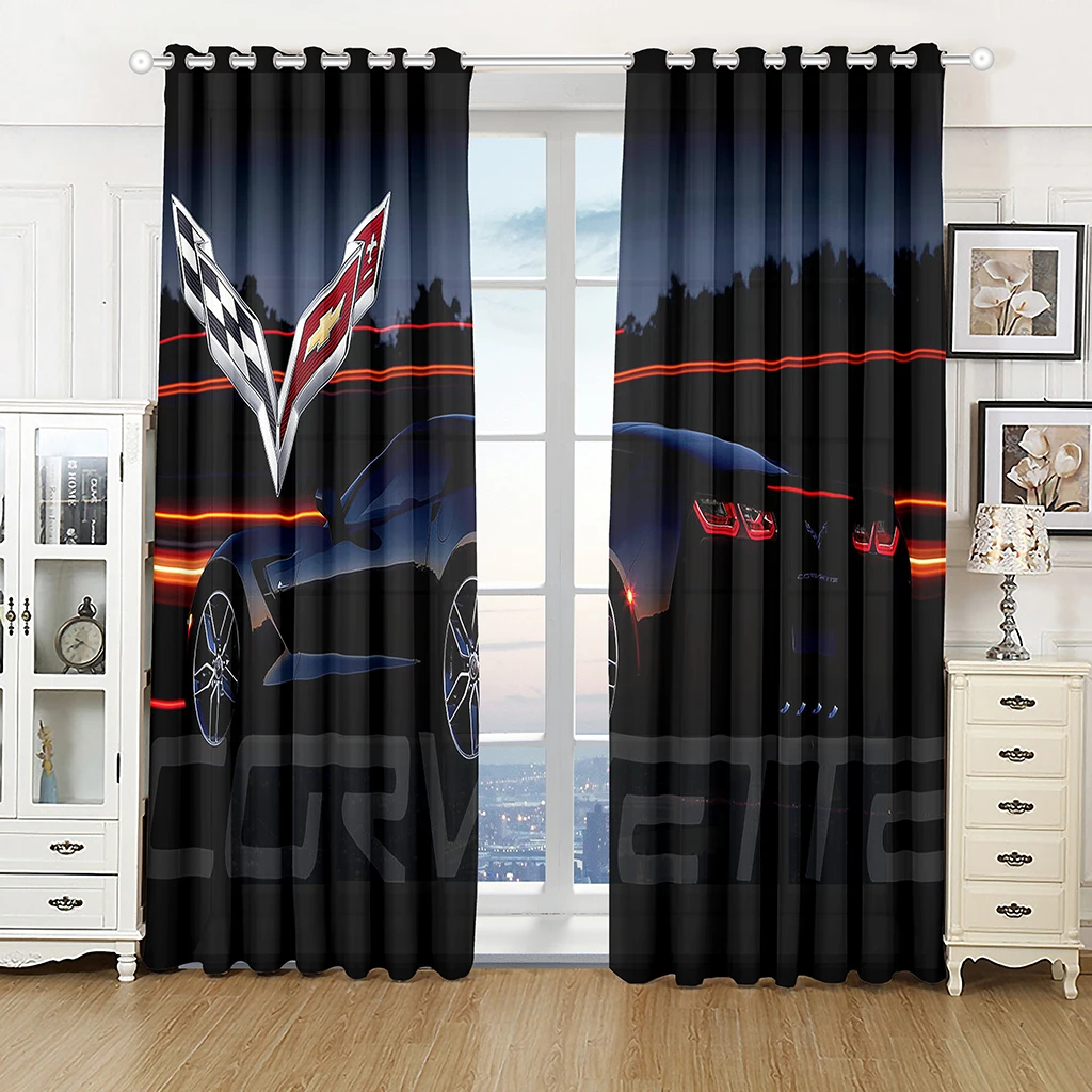 3D Sports Racing Car Printed Windows Curtains for Boys Men Adults Beautiful Scenery Living Room Bedroom Kitchen Curtains Drapes