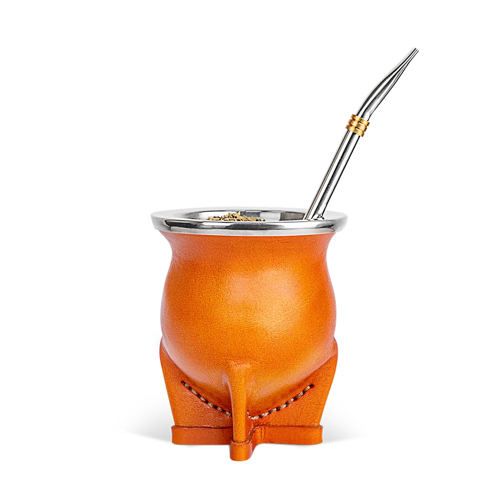 Handmade Argentina Yerba Mate Cup Includes Ceramic Liner Mate Gourd Bombilla Straw Cleaning Brush