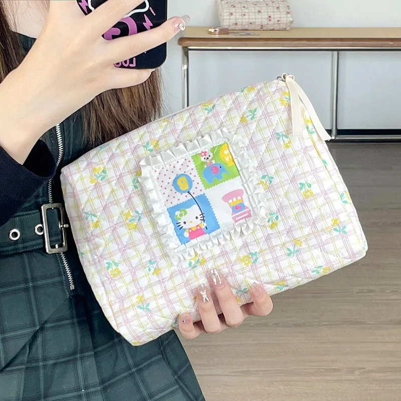 

Kawaii Sanrio Аниме Сумка для хранения милые Hello Kitty мультфильм изысканный универсальный большой емкости Портативная сумка подарки девушки