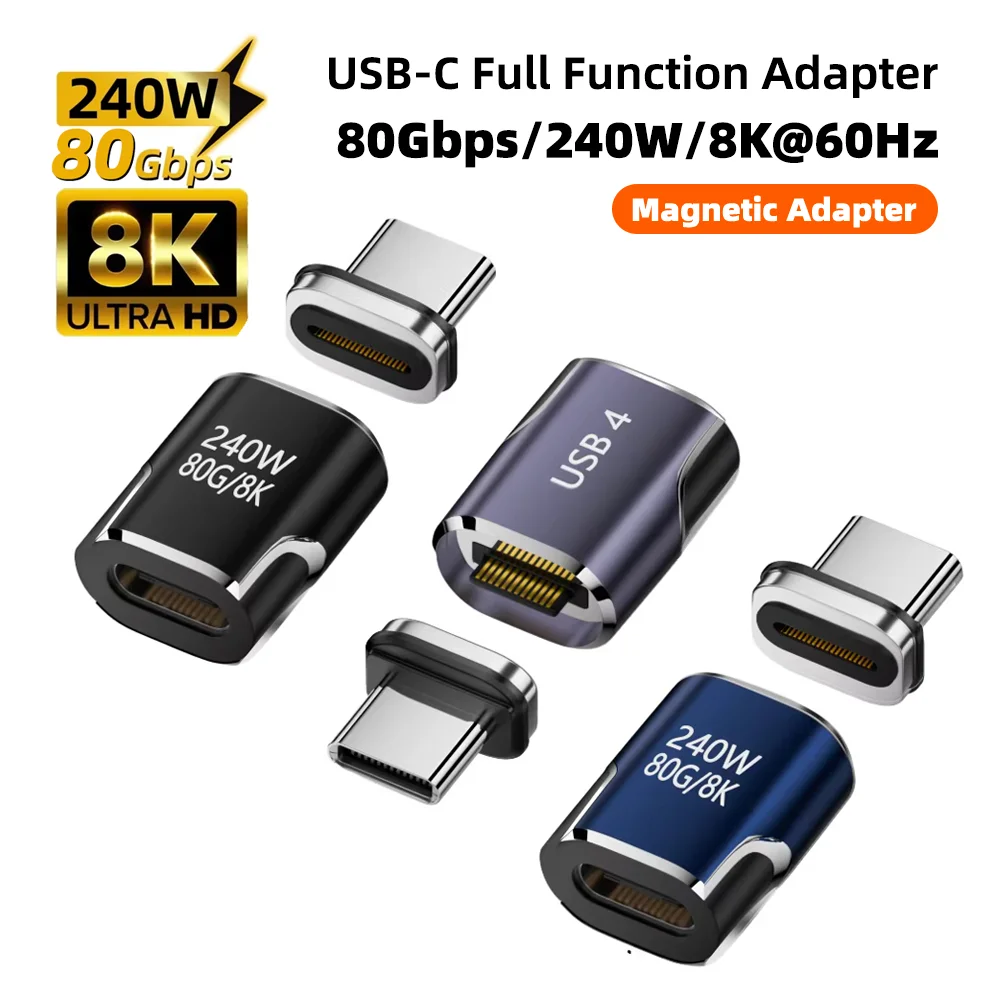 USB4 썬더볼트4/3 마그네틱 USB C-타입 C 어댑터 240W 80Gbps 고속..
