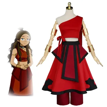 Anime Avatar l'ultimo Airbender Cosplay Katara Fire Nation Costume Cosplay uniforme rossa donne adulte vestiti di carnevale di Halloween