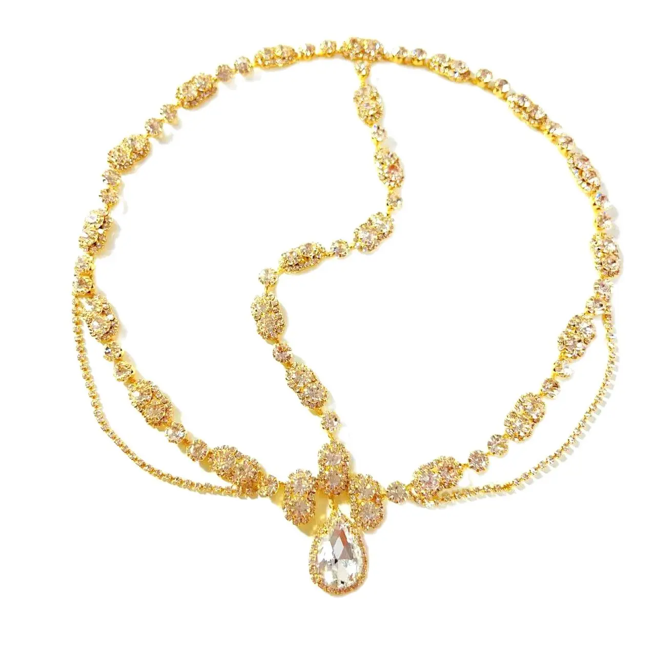 Bohemian retro Rhinestone Bridal Headband chain women's wedding crystal pendant forehead headband jewelry gift