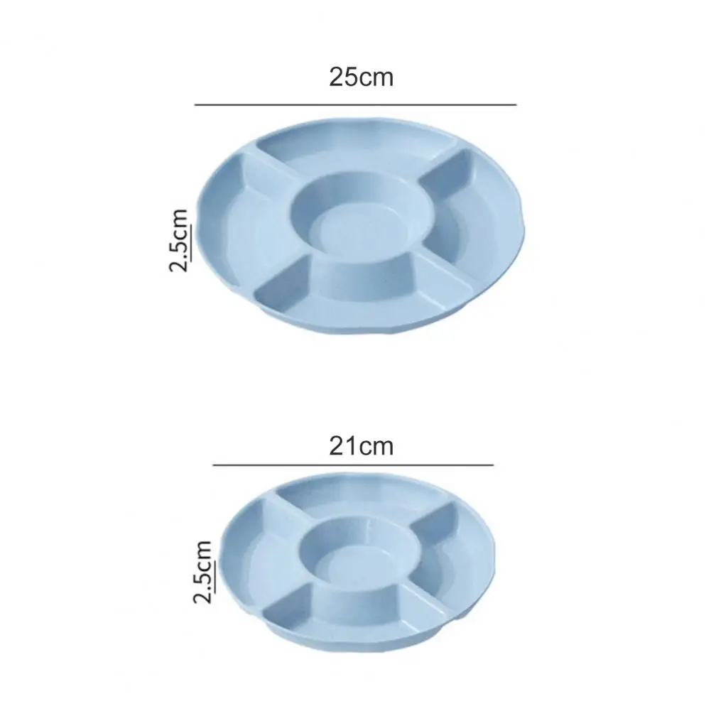 5 Compartments Candy Plate Round Food Grade PP Tray Safe Snack Fruit Nut Food Serving Dish Holder Kitchen Supplies Cream Color