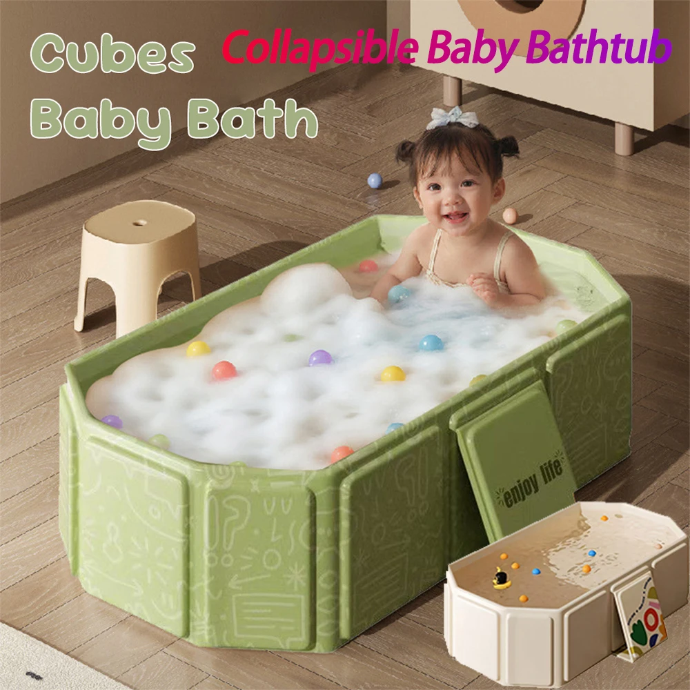 Baby Bathtub for Infants To Toddlers Collapsible Infant Tub with Drain Outlet Toddler Bathtub Shower Basin