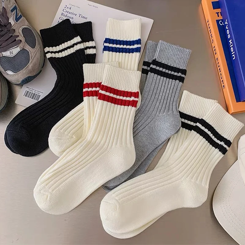 

1 пара мужские носки спортивные и дышащие носки средней длины полосатые с принтом Повседневные Удобные простые Стильные Модные женские термоноски в наличии