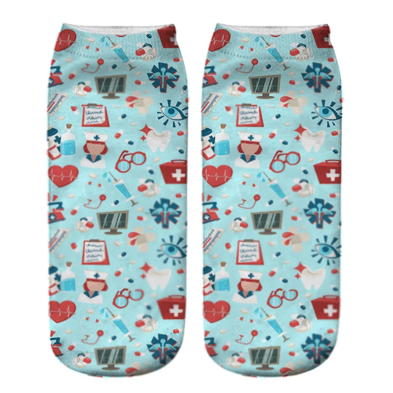Doctor Nurse Print Cotton Socks Men Fans Gift