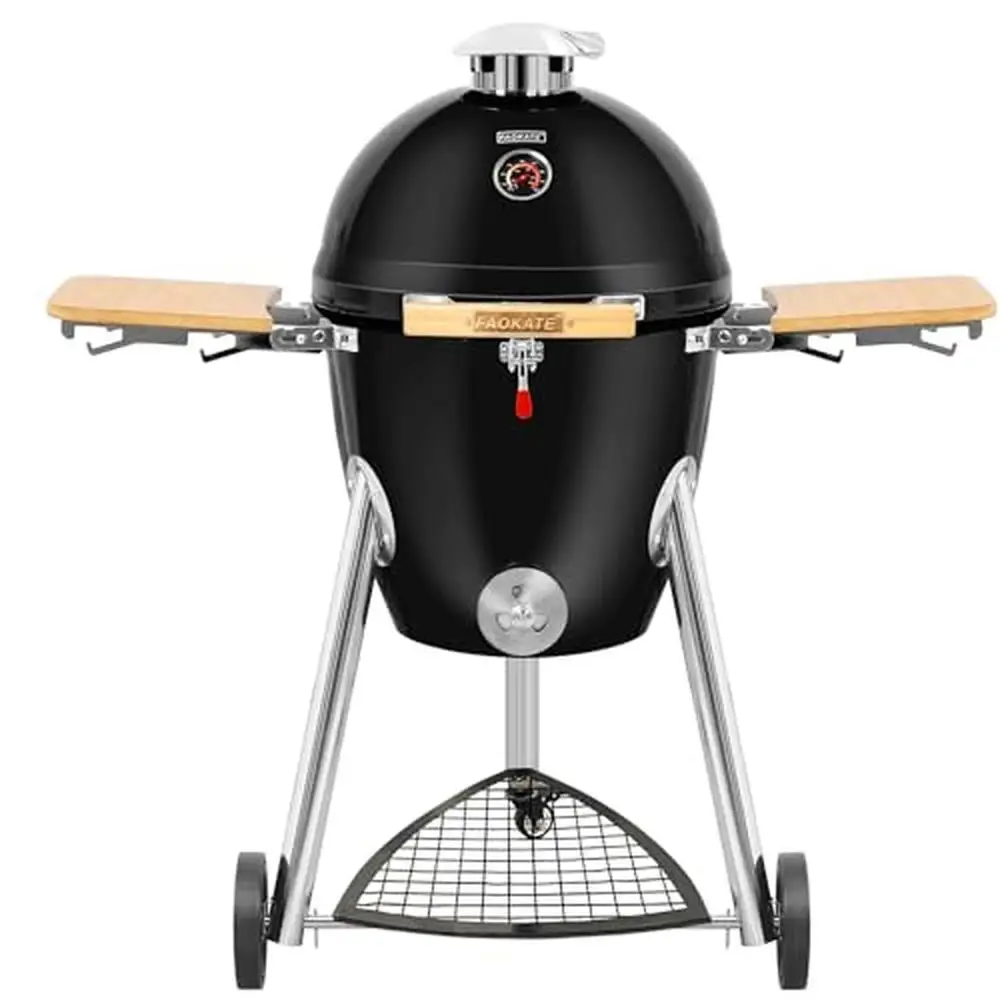 

Outdoor Portable Heavy Iron Kamado Grill BBQ Smoker 18/22-Inch Charcoal Barbecue Premium Material Fast Heating Charcoal Saving