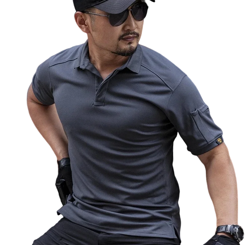 

Polo Shirts for Men Tactical Cotton Casual Business Fashion Fit Solid Polo Shirt Quick Dry Short Sleeve Outdoor Streetwear Tops
