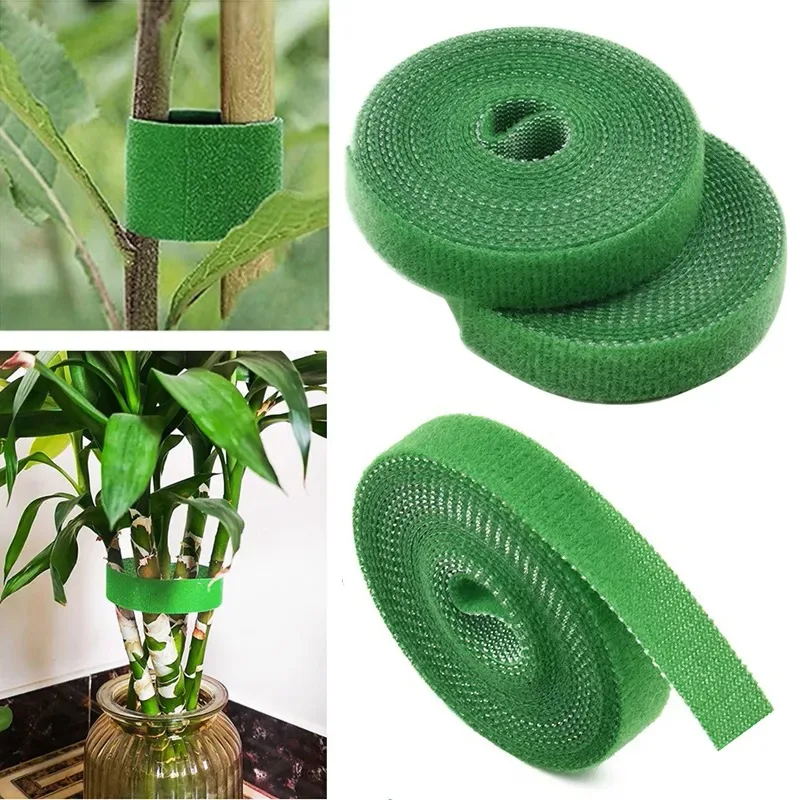 Plant Ties 3 Rolls Nylon Green Garden Twine Plant Bandage Garden Hook Loop Bamboo Cane Wrap Support Accessories