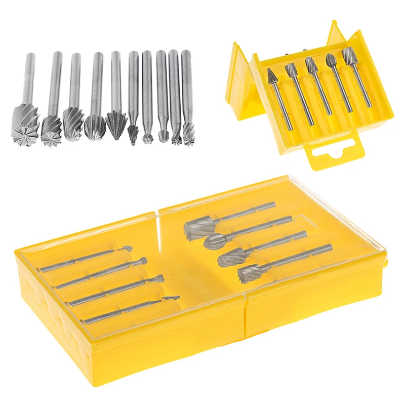 

10PC Rotary File Electric Polishing Grinding for Head Engraving Cutter Tool
