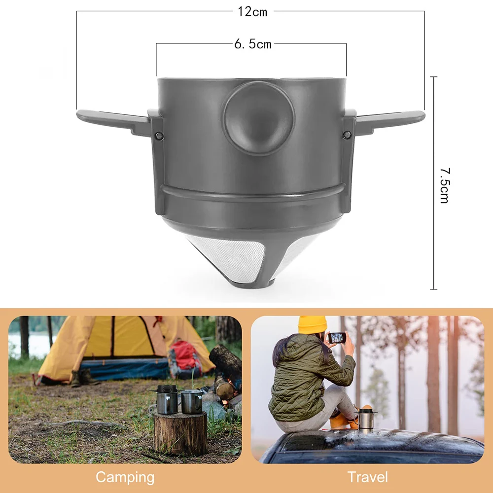 Portable Foldable coffee filter Stainless Steel Easy Clean Reusable Coffee Funnel Paperless Pour Over Holder Dripper