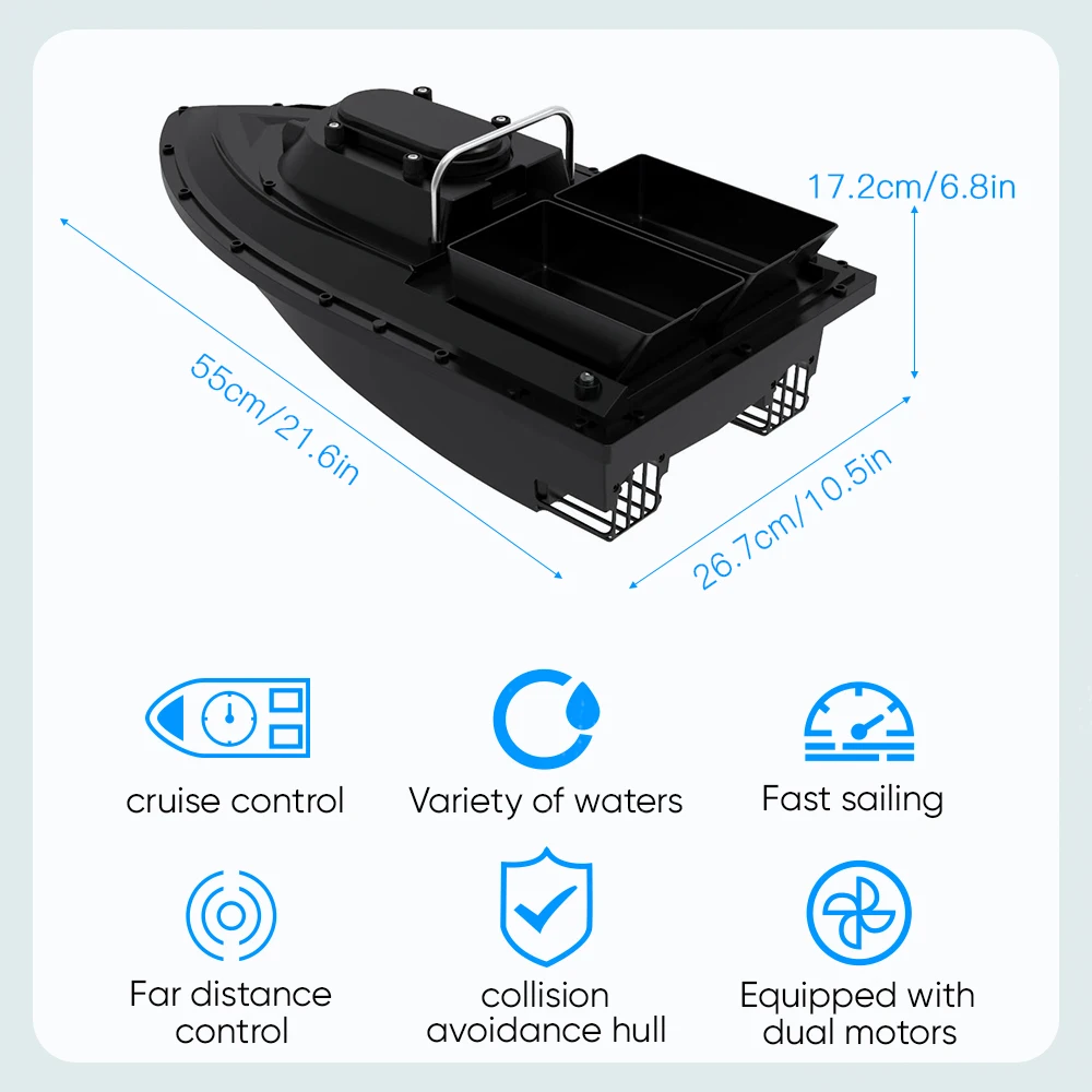 Remote Control Fishing Bait Boat Fish Finder 2kg Feed Delivery Loading 500m Remote  Control Fishing Bait Boat Rc Boat 2.4ghz Rc Fishing Boat,10000mA :  : Toys & Games