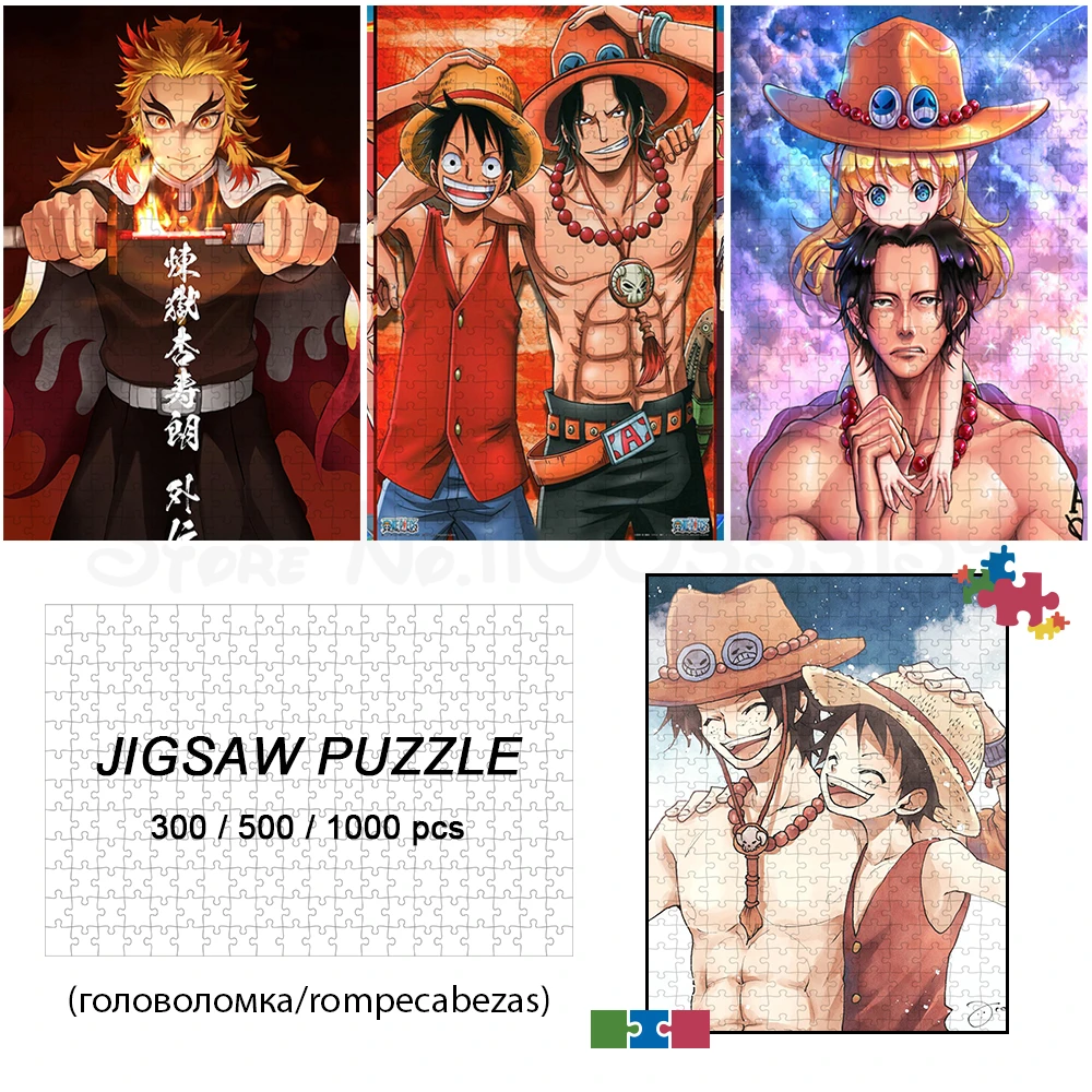 

300/500/1000 Pieces Anime Puzzle One Piece Jigsaw Puzzles Luffy Zoro Board Games Montessori Learning Education Toys for Restless