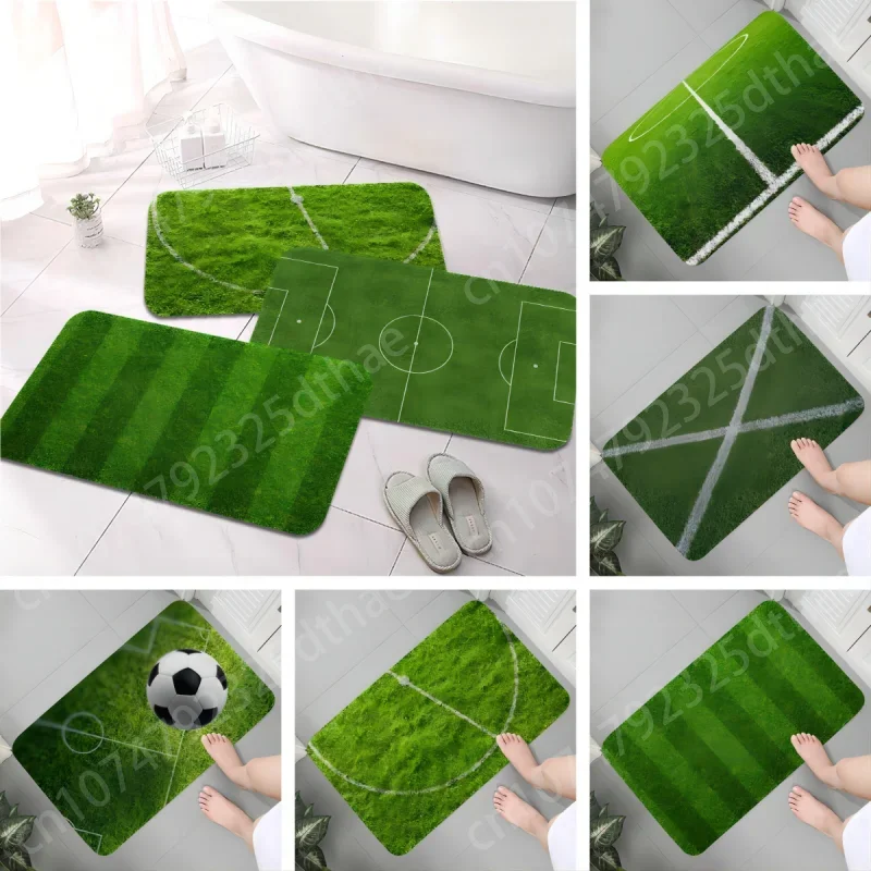 

Football Field Grass Lines Printed Mat for Entrance Door Decoration Carpet Doormat Bathroom Non-slip Adhesive-Protective Rug