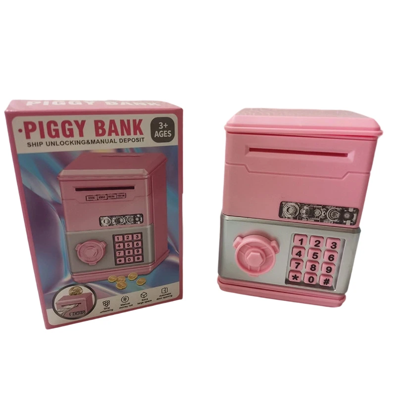Mini cassaforte automatica per monete e contanti, salvadanaio con password, contatore, codice, chiave, serratura, bancomat, bambino_voghion.com