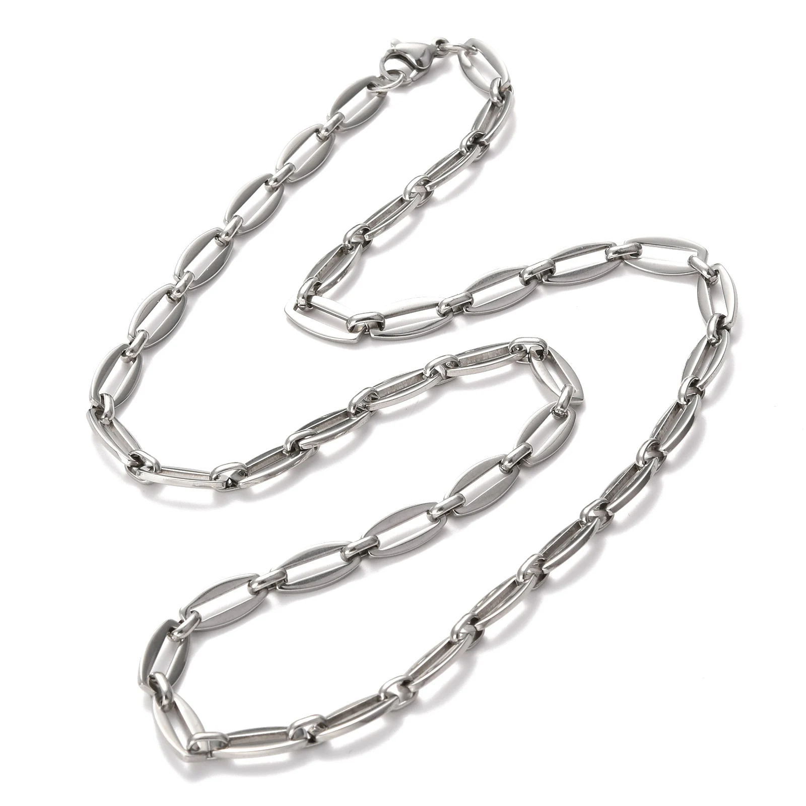 

1pc 304 Stainless Steel Oval Link Chain Necklace with Lobster Claw Clasp DIY Simple Jewelry Making Findings 22.83 inch~23.7 inch