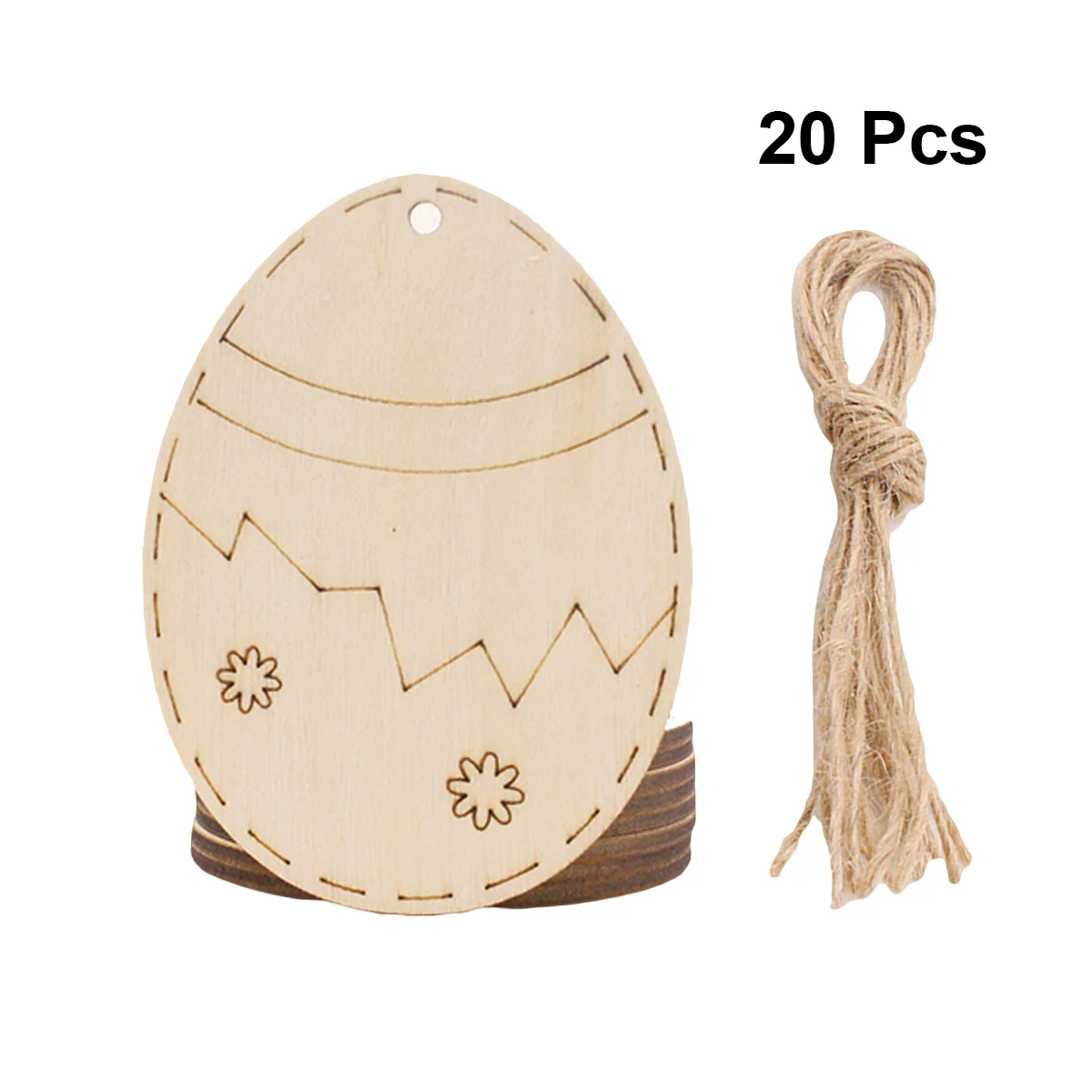 20 Pcs Creative Easter Egg Shape Wooden Hanging Slices Paintable Decorative Pieces DIY Accessories |