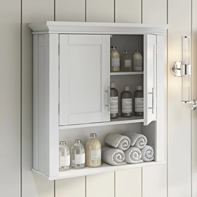 

Home Somerset Collection 2-Door Bathroom Storage Wall Cabinet with 1 Open Shelf and 2 Interior Shelves, White