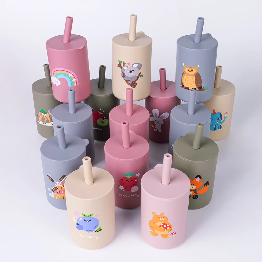 Description Picture 3 of itemTYRY.HU Baby Feeding Straw Cup Baby Cartoon Learning Feeding Cup Food Grade Silicone Toddler Water Bottle Tableware BPA Free