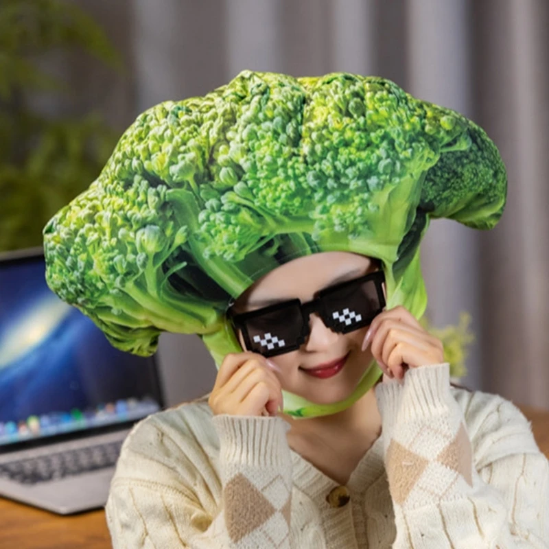 Lovely Broccolis Hat Plush Headgear Birthday Party Hat Role Play Costume Caps 3