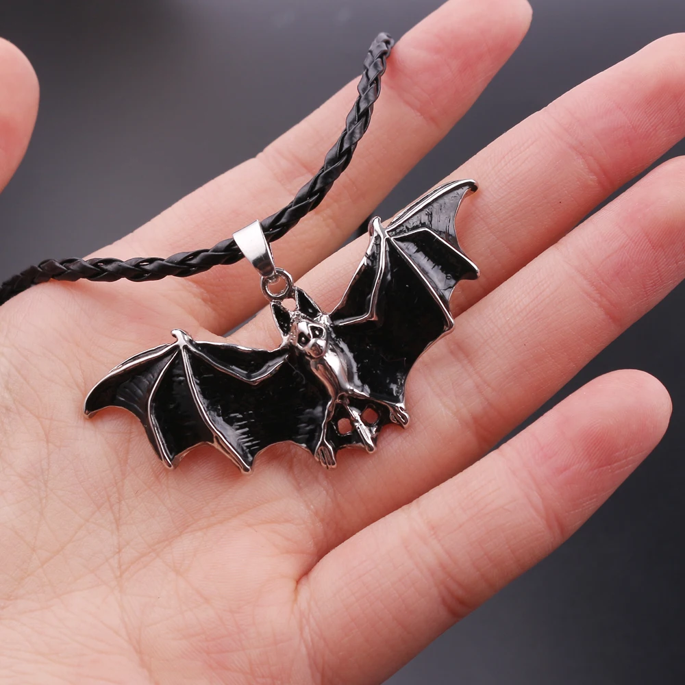 Black Vampire Necklace Goth Bat Crystal Necklace - Black Teardrop Punk Rock Jewelry For Women Punk Crystal Teardrop Halloween Gothic Jewelry